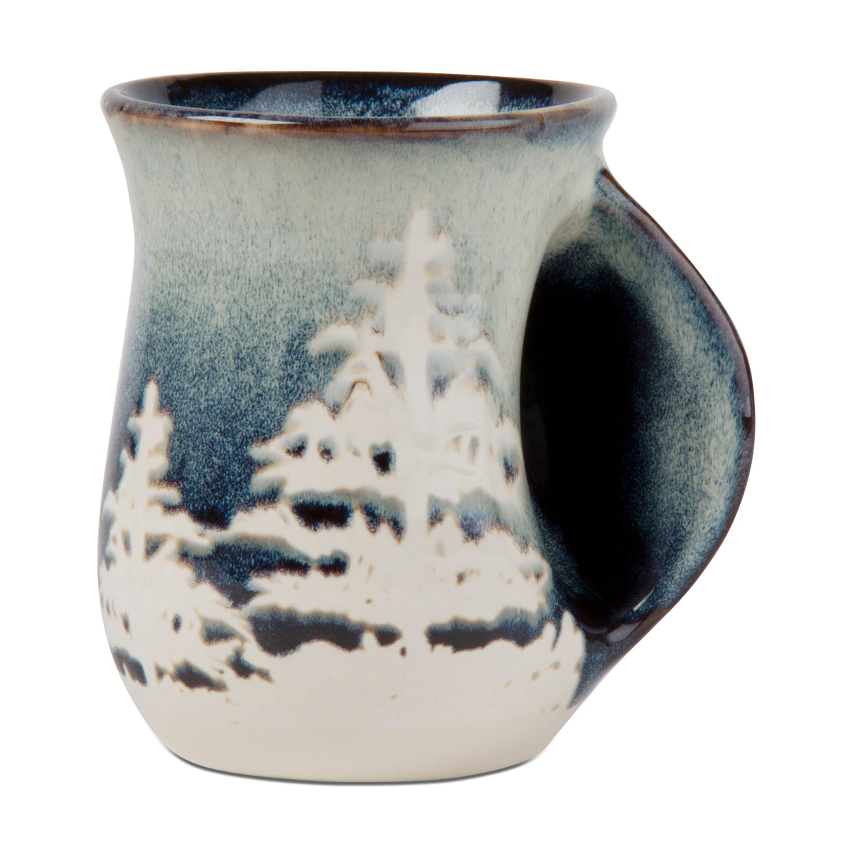 Cabin Life Mountains 16oz Porcelain Ceramic Mug - Handwarmer Mug With Contoured Handle