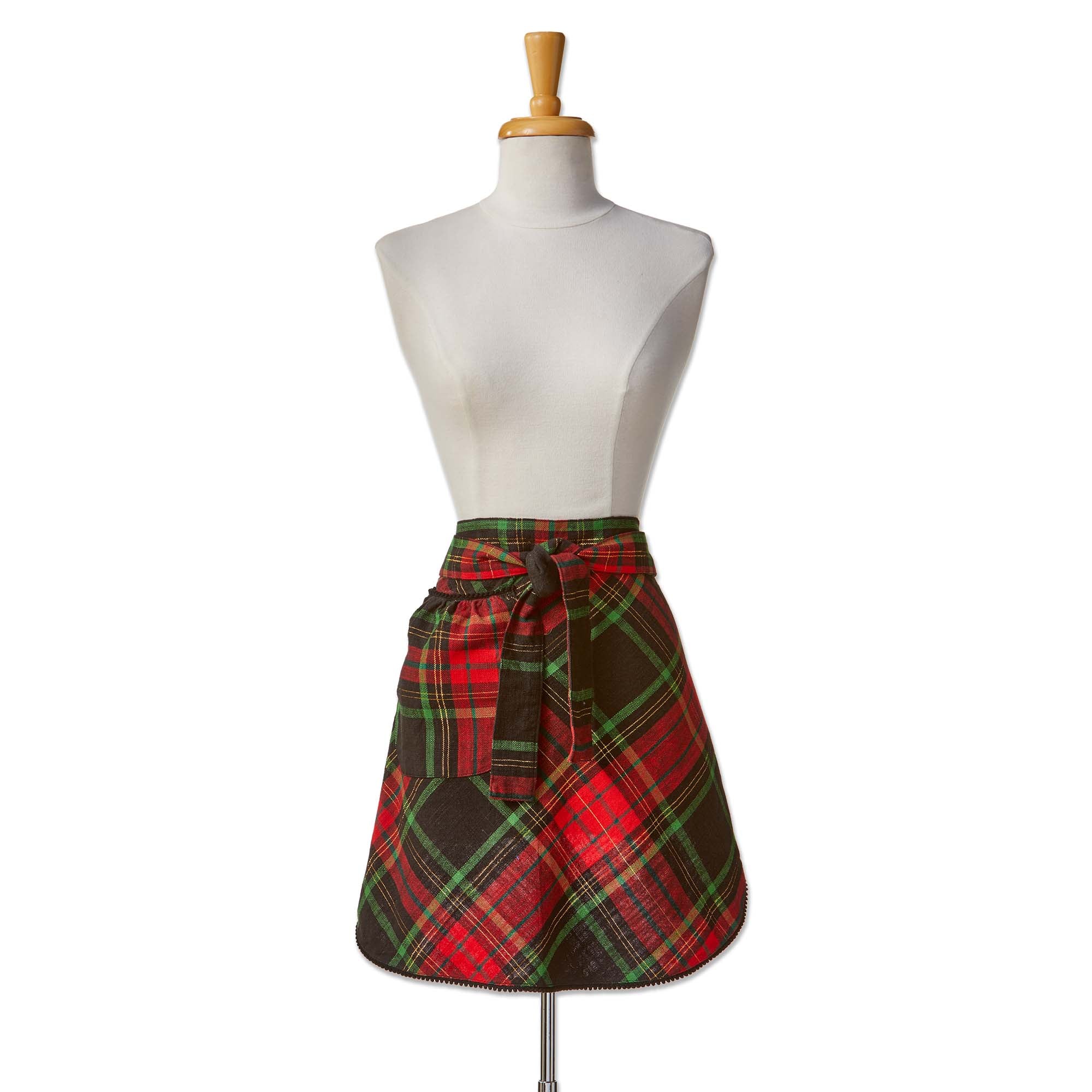Christmas Plaid Hostess Half Apron – tag
