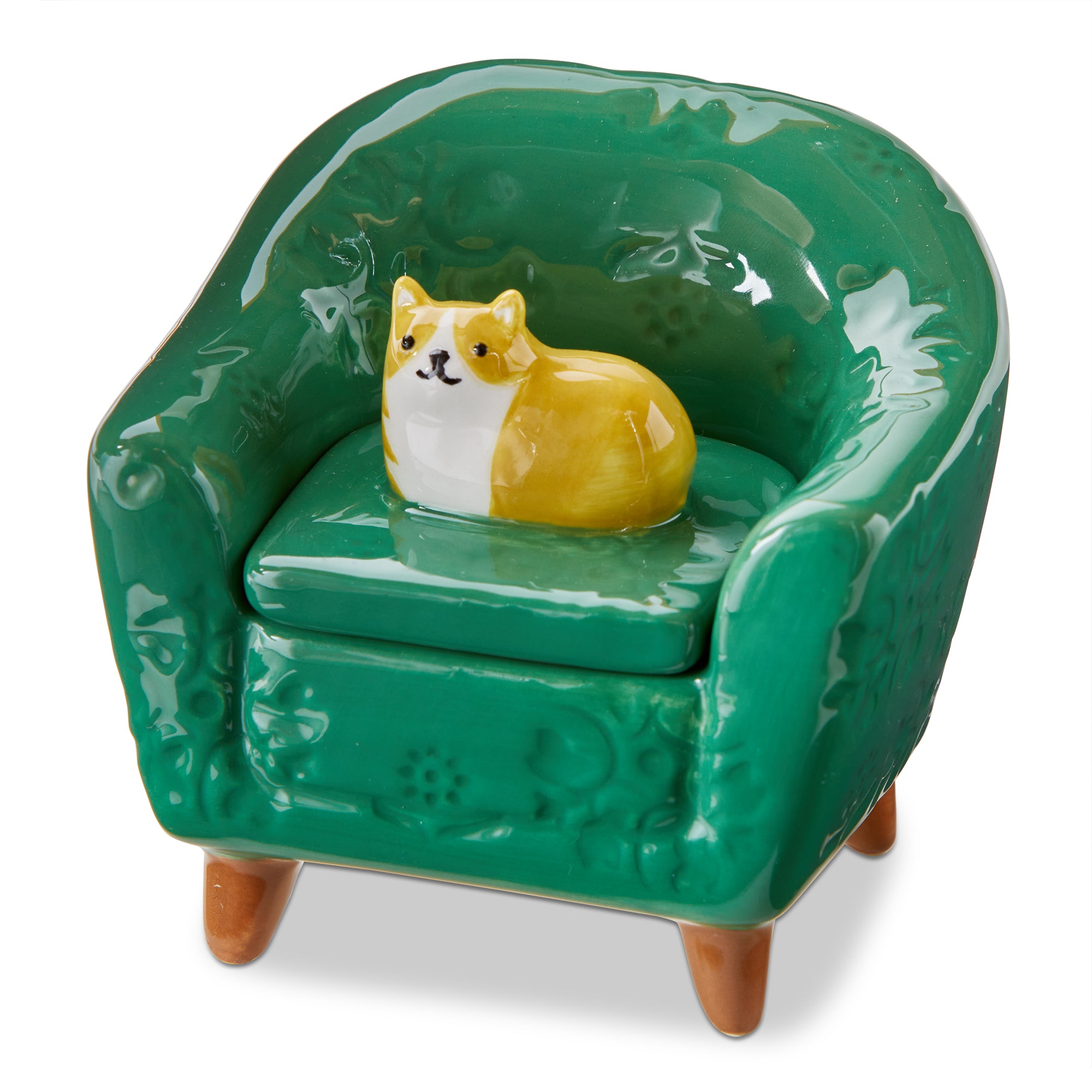 Orange Cat Chair Lidded Trinket Box – tag