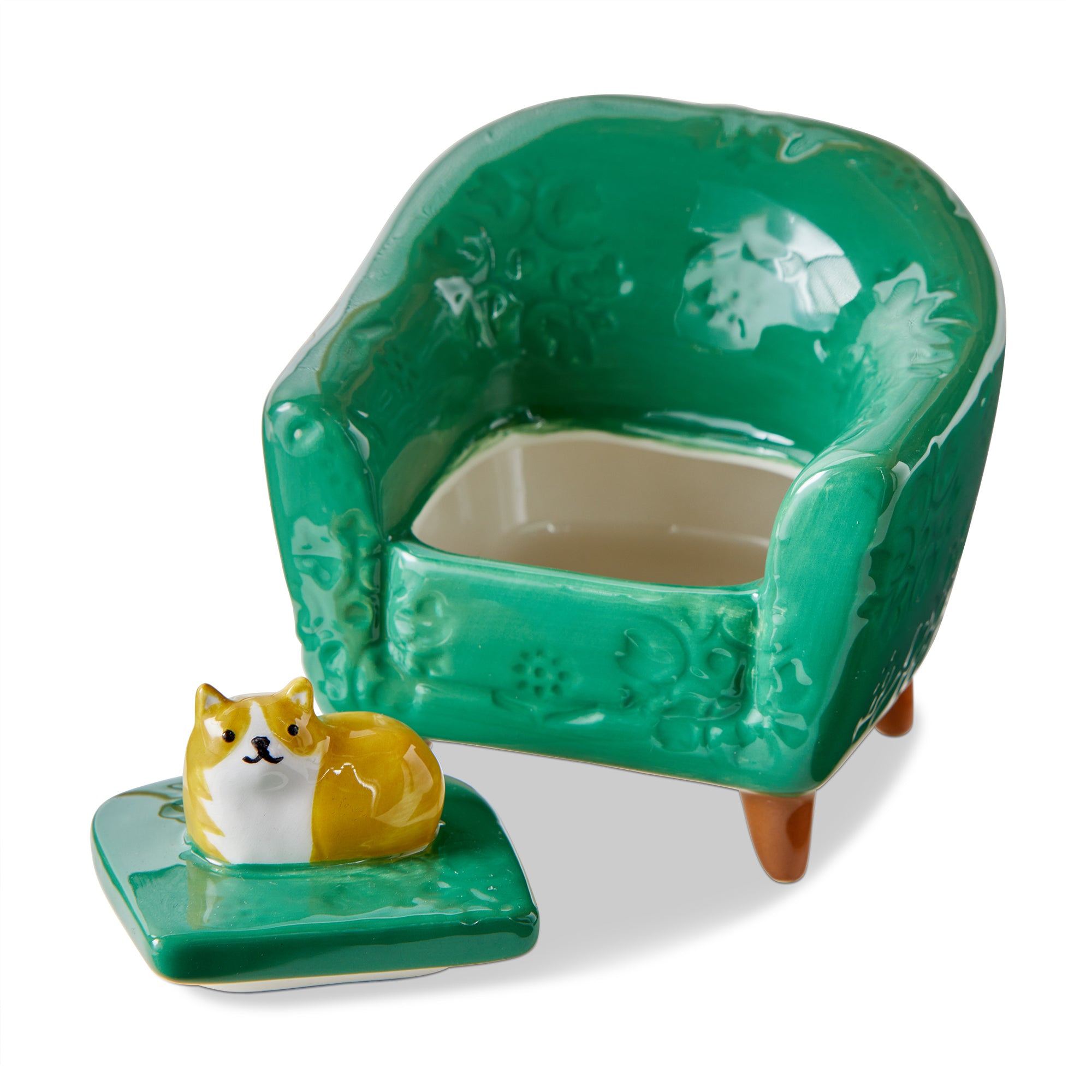 Orange Cat Chair Lidded Trinket Box – tag