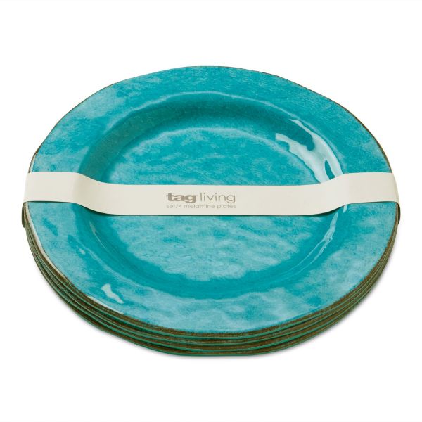 Picture of veranda melamine dinner plate set of 4 - blue