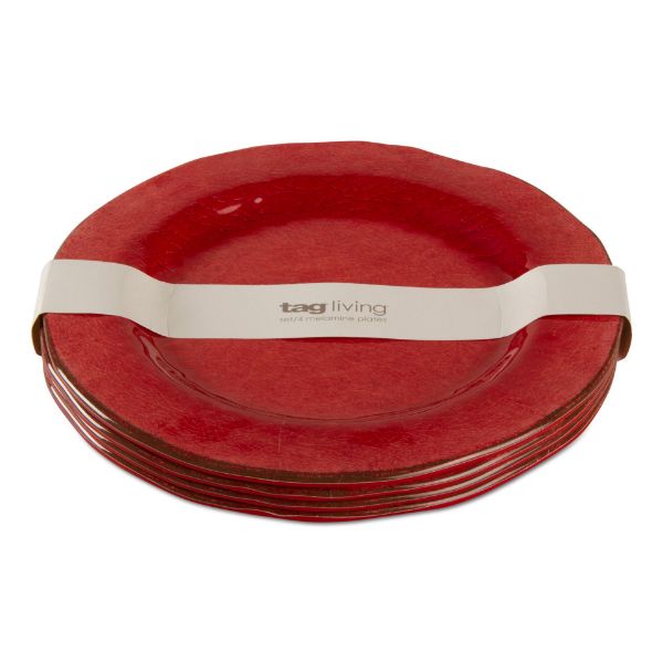 Picture of veranda melamine dinner plate set of 4 - red
