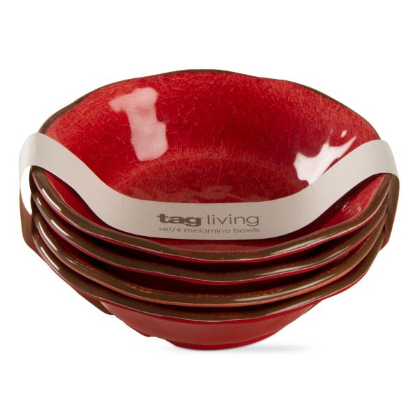 Picture of veranda melamine bowl set of 4 - red