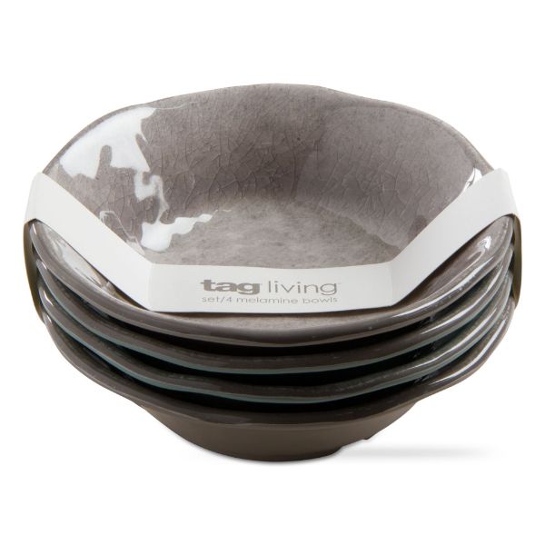 Picture of veranda melamine bowl set of 4 - warm gray