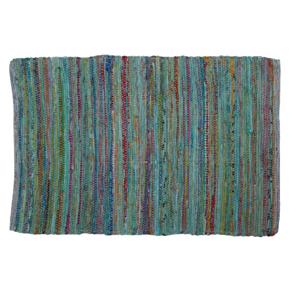 Picture of paanee stripe chindi rug - teal