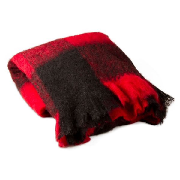 Picture of buffalo check mohair throw - red