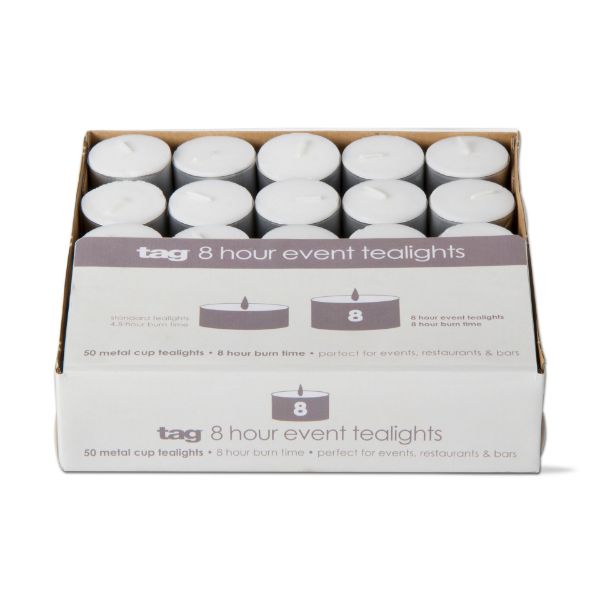 Picture of 8 hr event tealight candle set of 50 - white