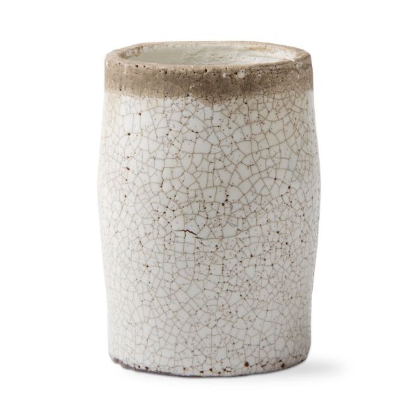 Picture of crackle glazed rustic vase medium - white