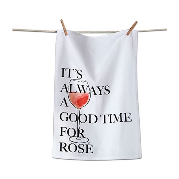 Picture of always rose dishtowel - white