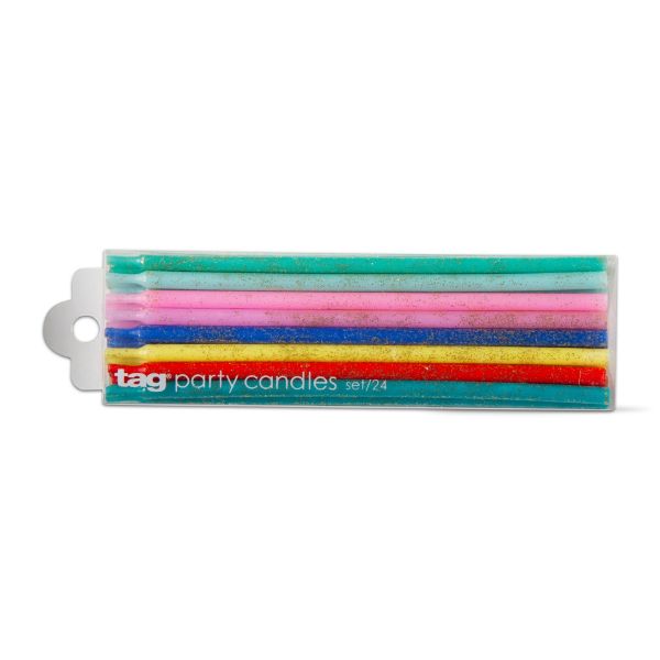 Picture of multi party candles tall set of 24 - multi