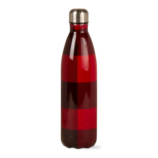 Picture of buffalo check 16 oz stainless steel bottle - red, black