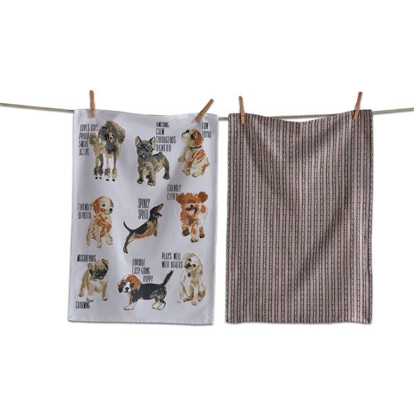 Picture of friendly & devoted dogs dishtowel set of 2 - multi
