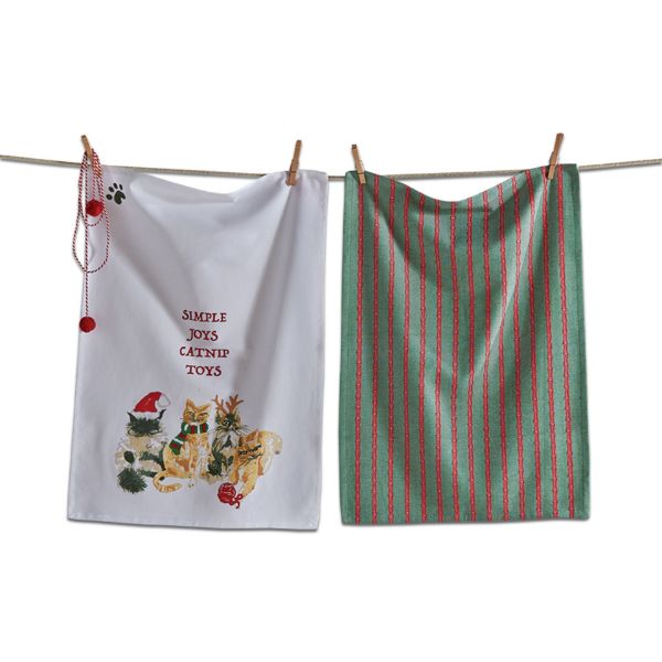 Picture of holiday cats dishtowel set of 2 - multi