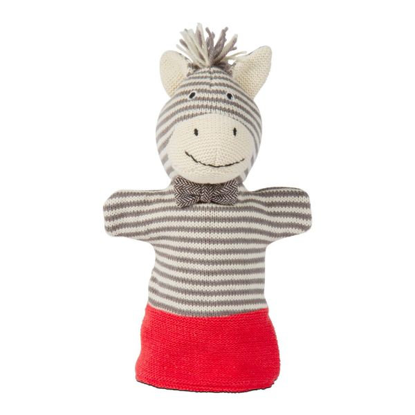 Picture of peek-a-boo zebra hand puppet - gray