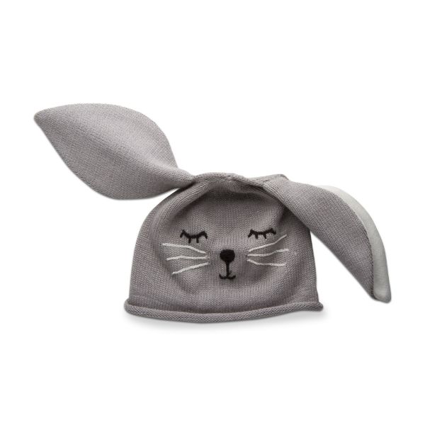 Picture of let's play knitted plush bunny hat - gray