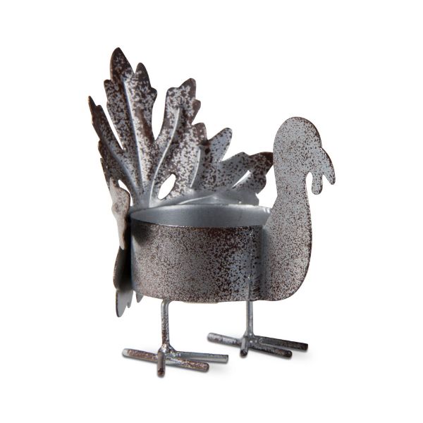 Picture of turkey leaf tealight holder - bronze
