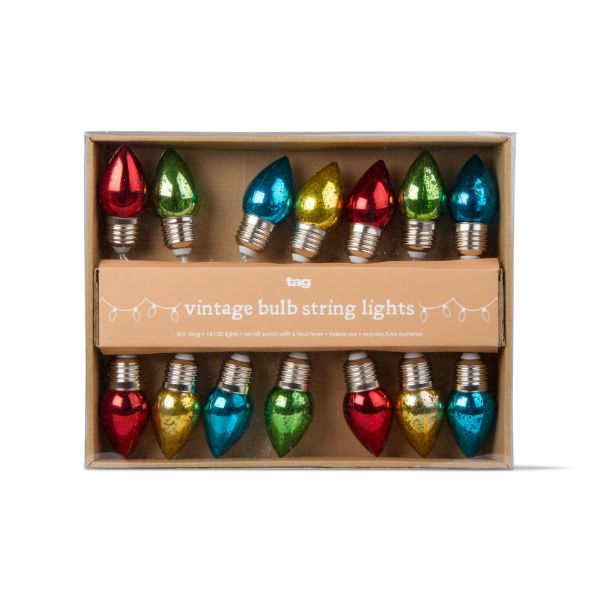 Picture of vintage bulbs led string lights 14 count - multi