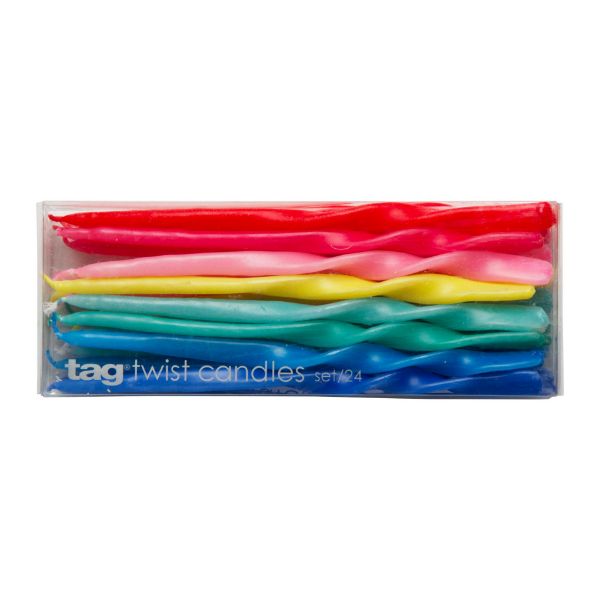 Picture of mini twisted taper candles set of 24 - multi