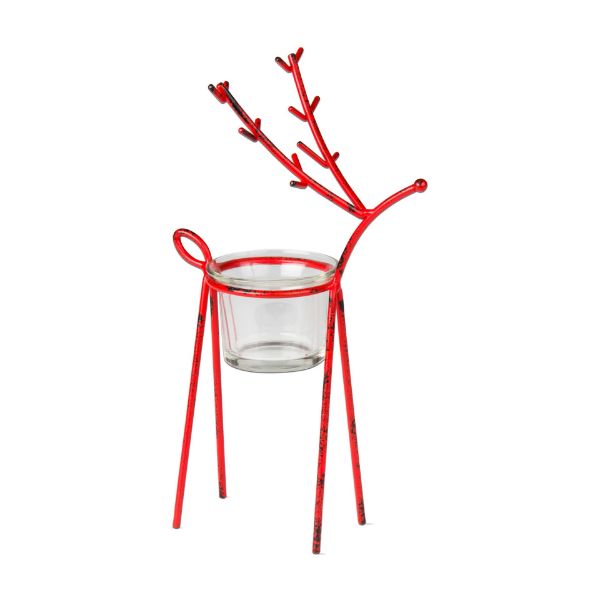 Picture of reindeer tealight holder small - red