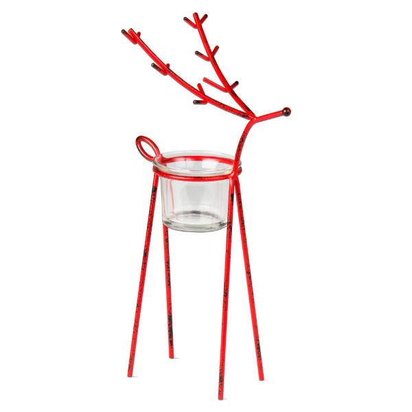 Picture of reindeer tealight holder medium - red