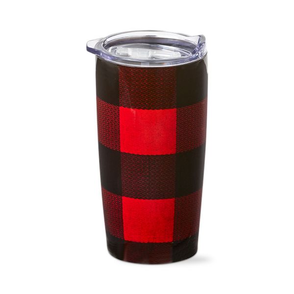Picture of buffalo check 18 oz stainless steel tumbler - red, black