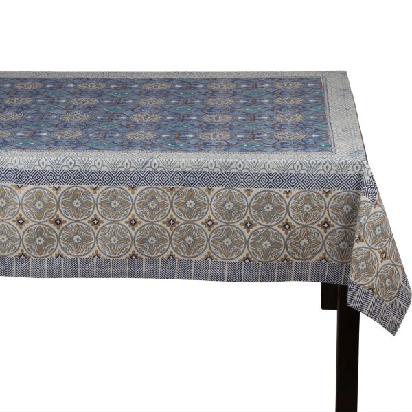Picture of indigo block print tablecloth - blue