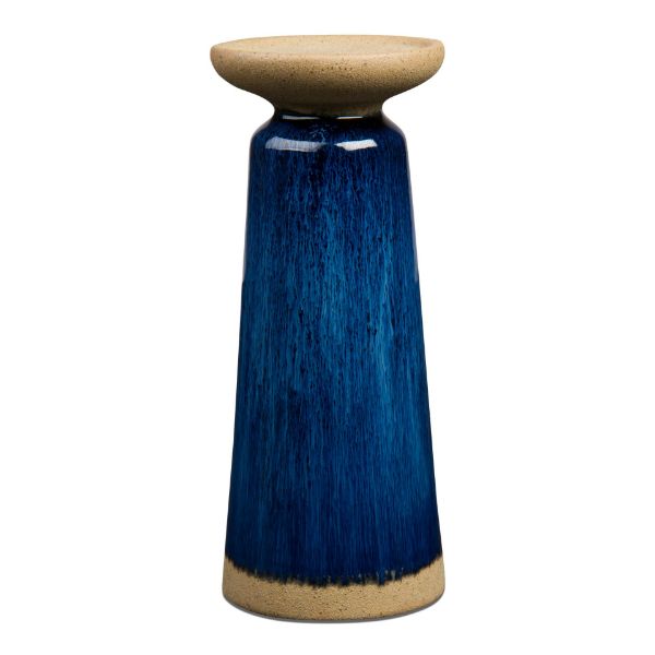 Picture of glazed pillar holder tall - blue