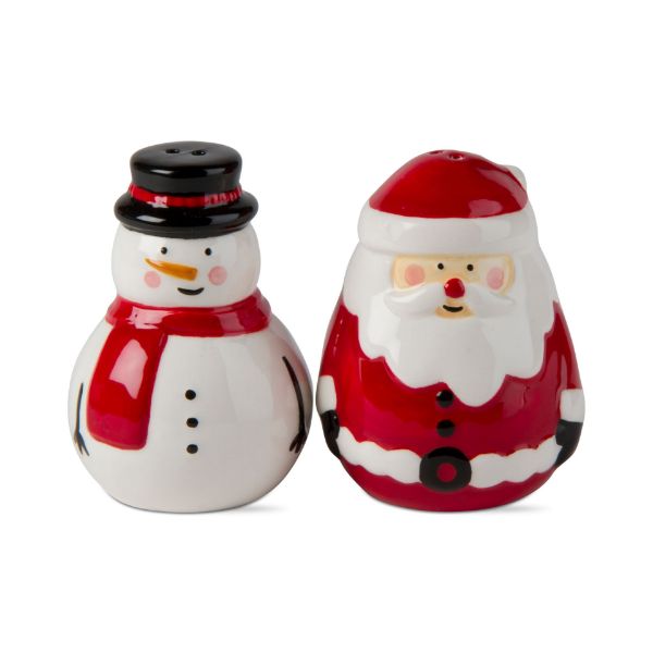 Picture of jolly santa & snowman salt & pepper set of 2 - multi