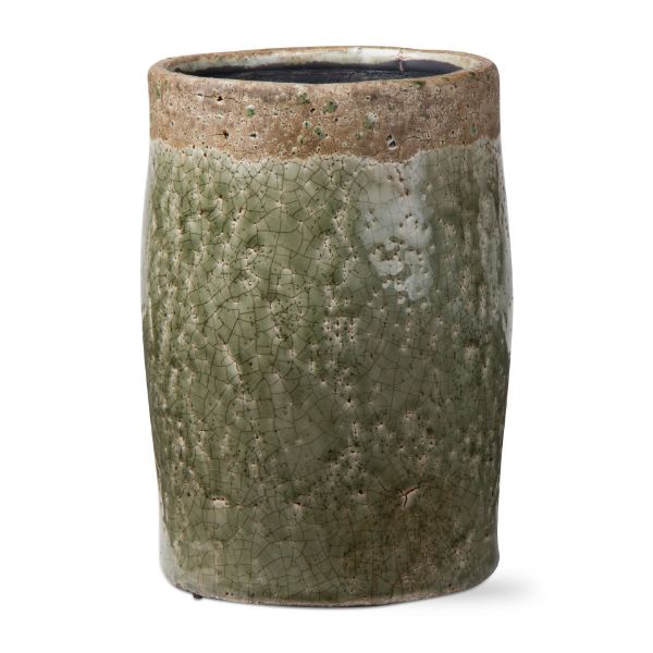 Picture of crackle glaze rustic vase- 8 inch - green