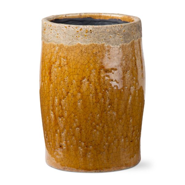 Picture of crackle glaze rustic vase- 8 inch - amber