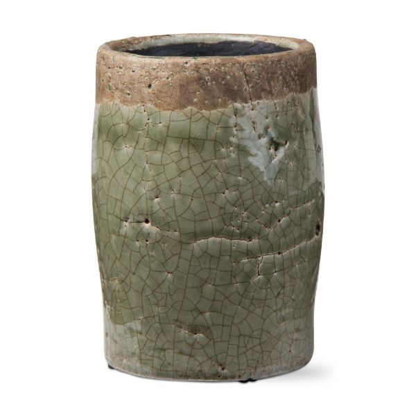 Picture of crackle glaze rustic vase- 6 inch - green