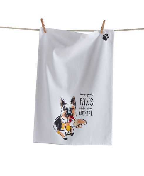 Picture of keep paws off my cocktail german shepard dishtowel - multi
