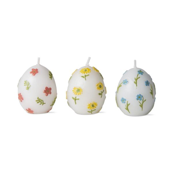 Picture of floral egg candle set of 3 - multi