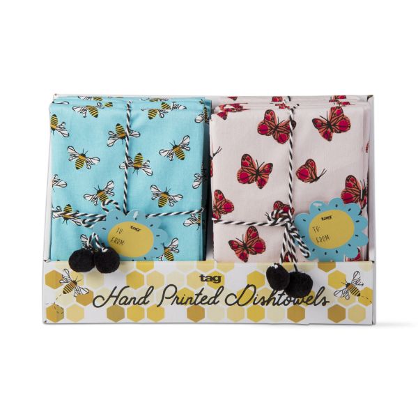 Picture of bee & butterfly dishtowel assortment of 12 & cdu - multi
