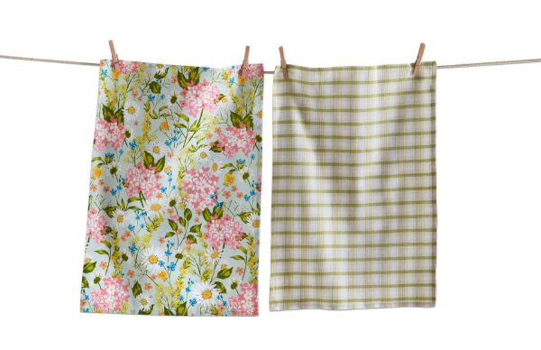 Picture of daisy floral dishtowel set of 2 - multi