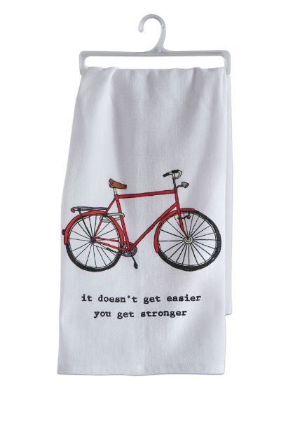 Picture of you get stronger bike floursack dishtowel - red