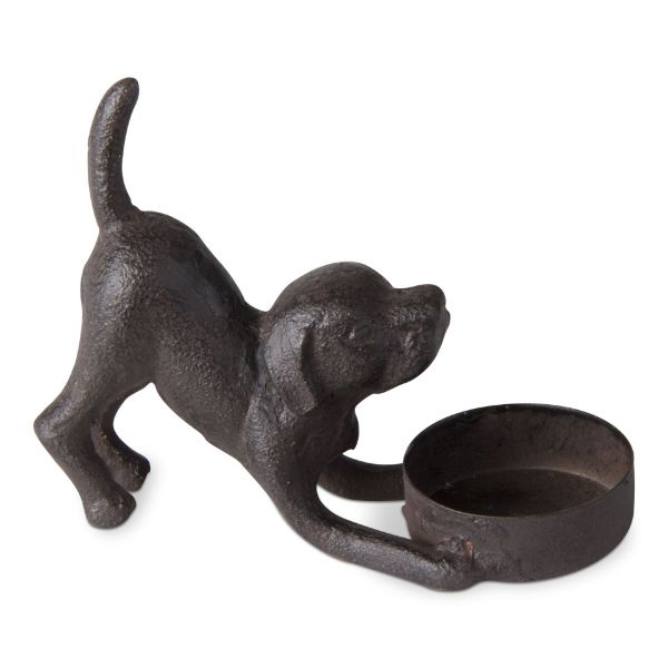 Picture of dog tealight holder - brown