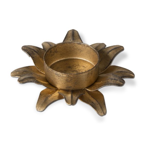 Picture of flower tealight holder small - antique gold