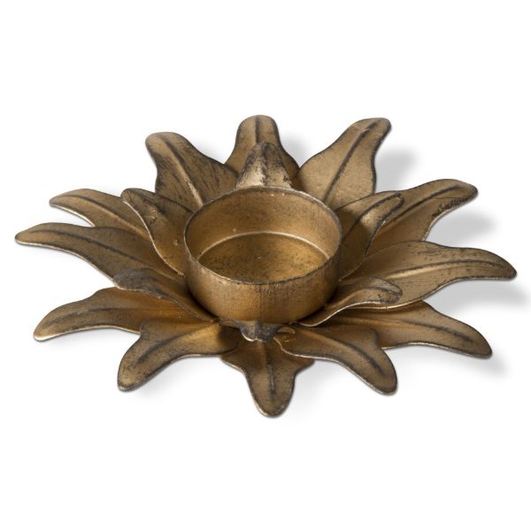 Picture of flower tealight holder large - antique gold