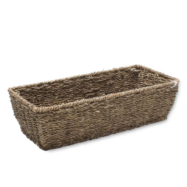 Picture of small rectangular seagrass basket - coffee