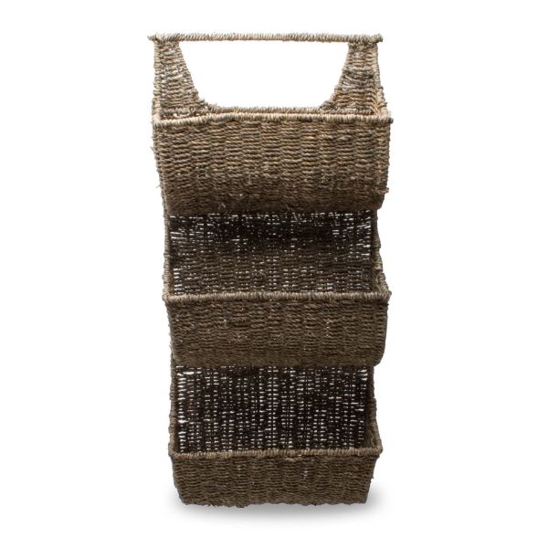 Picture of seagrass 3-part wall basket - coffee