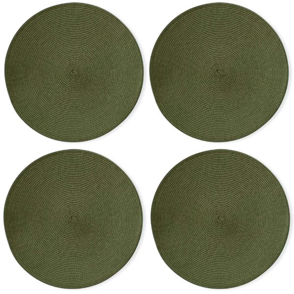 Picture of round woven placemats set of 4 - olive