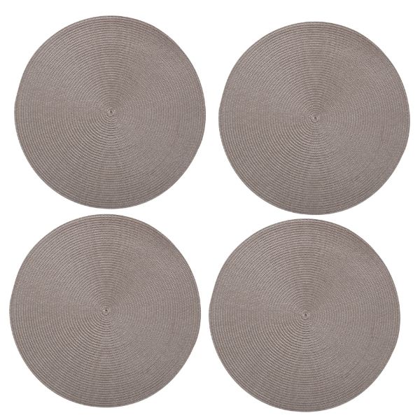 Picture of round woven placemats set of 4 - gray
