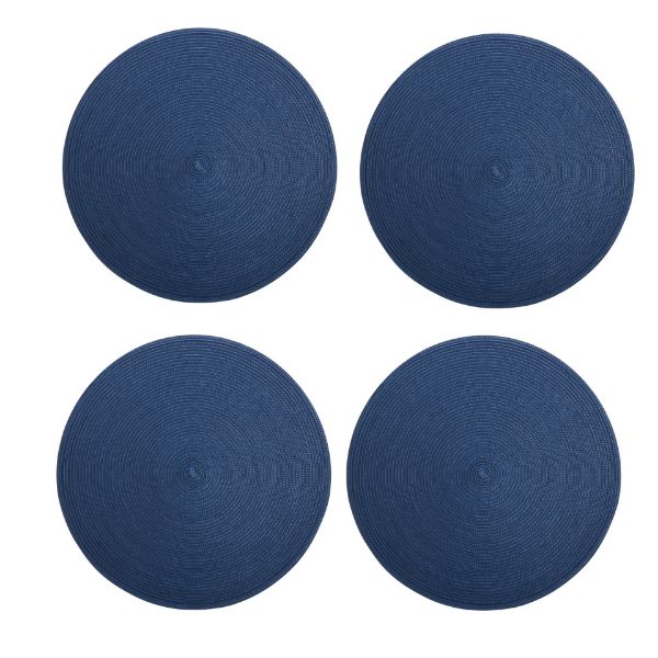 Picture of round woven placemats set of 4 - indigo