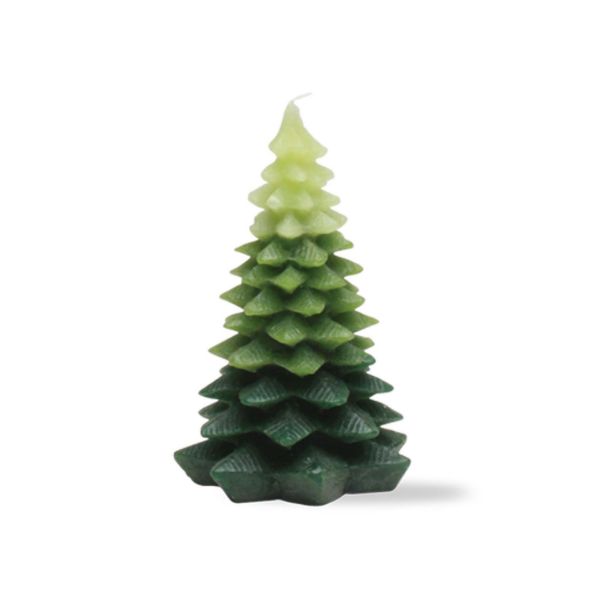 Picture of green small chunky leaf tree candle - green