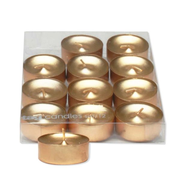 Picture of shimmer metallic tealight candles set of 12 - gold