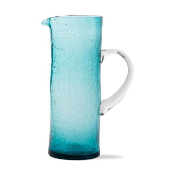 Picture of bubble glass tall pitcher - aqua