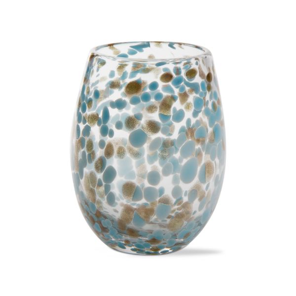 Picture of confetti stemless wine glass - aqua