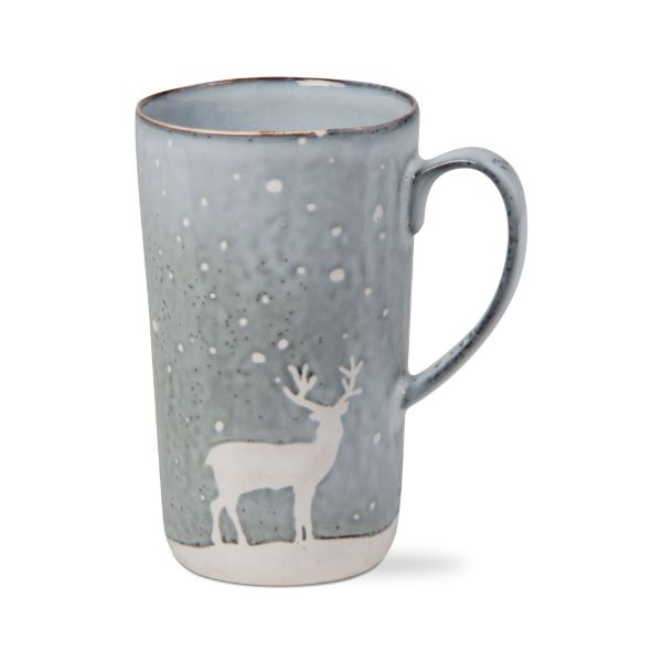 Picture of falling snow reindeer mug - slate blue