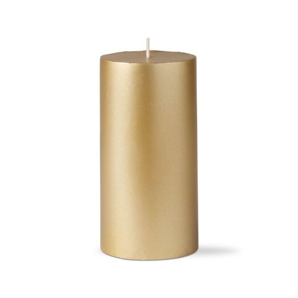 Picture of metallic pillar candle 3x6 - gold